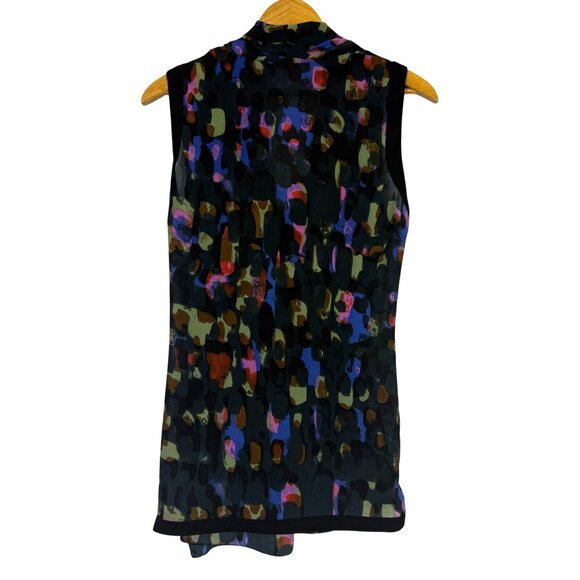 Cabi Sleeveless Flaunt Blouse Sz Medium Surplice Neckline Abstract Print Draped - Picture 7 of 11